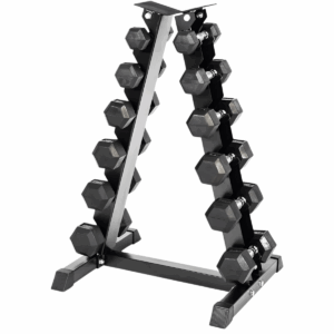 Hex Dumbbells 10kg-22.5kg Set & Storage Rack