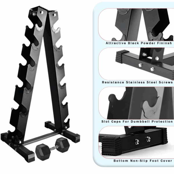 Hex Dumbbells 10kg-22.5kg Set & Storage Rack - Image 2